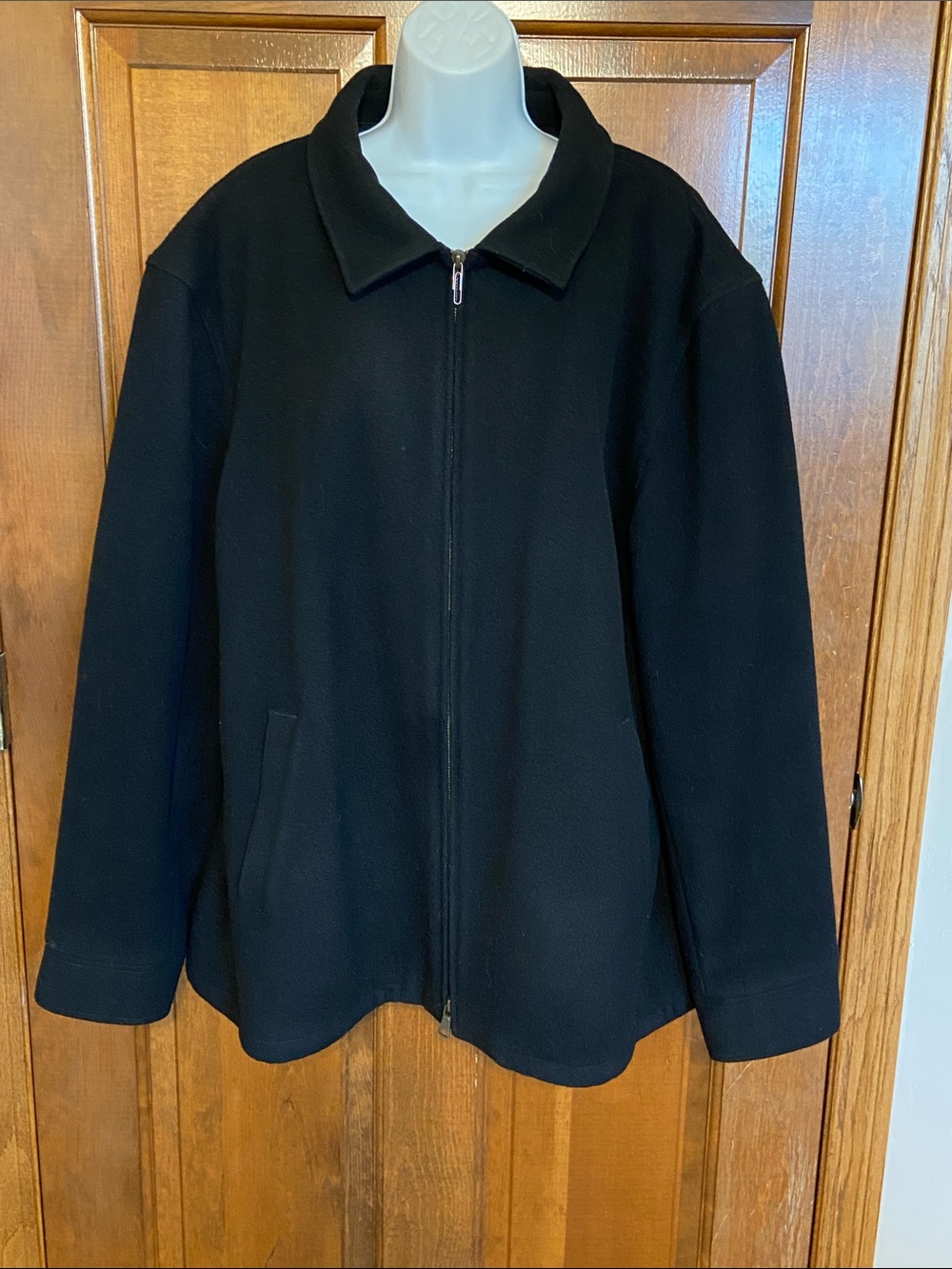 Polo Ralph Lauren Jacket Black Wool Zip Quilted Lined Overcoat Vintage READ XXL